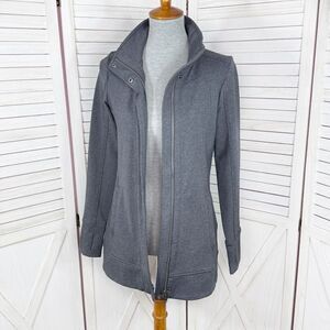 Athleta Reflection Full Zip Knit Mid Weight Tunic Jacket Dark Grey XS